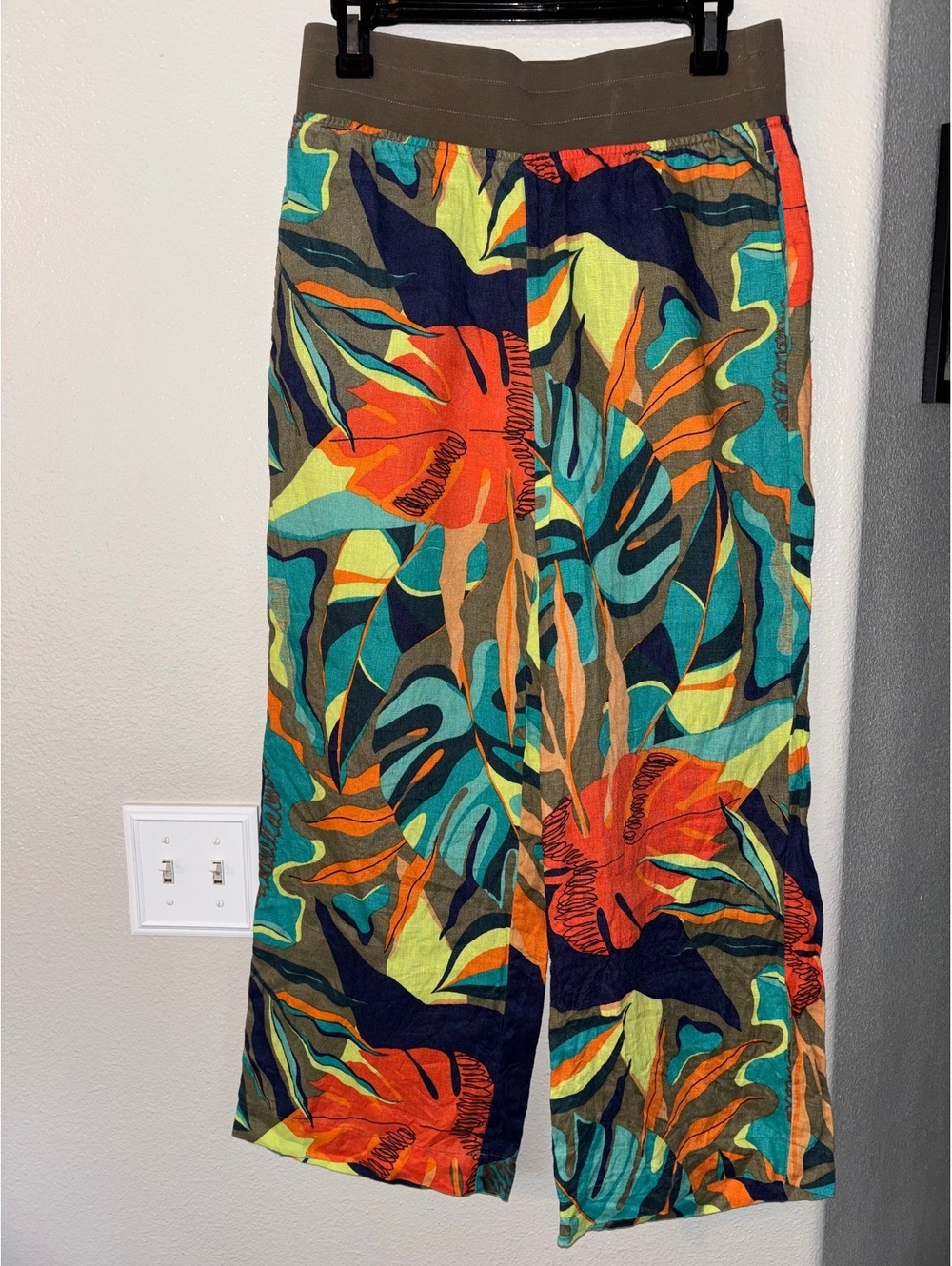 Soft Surroundings Aliso Point Tropical Linen Wide Leg Pants PS Petite Small
